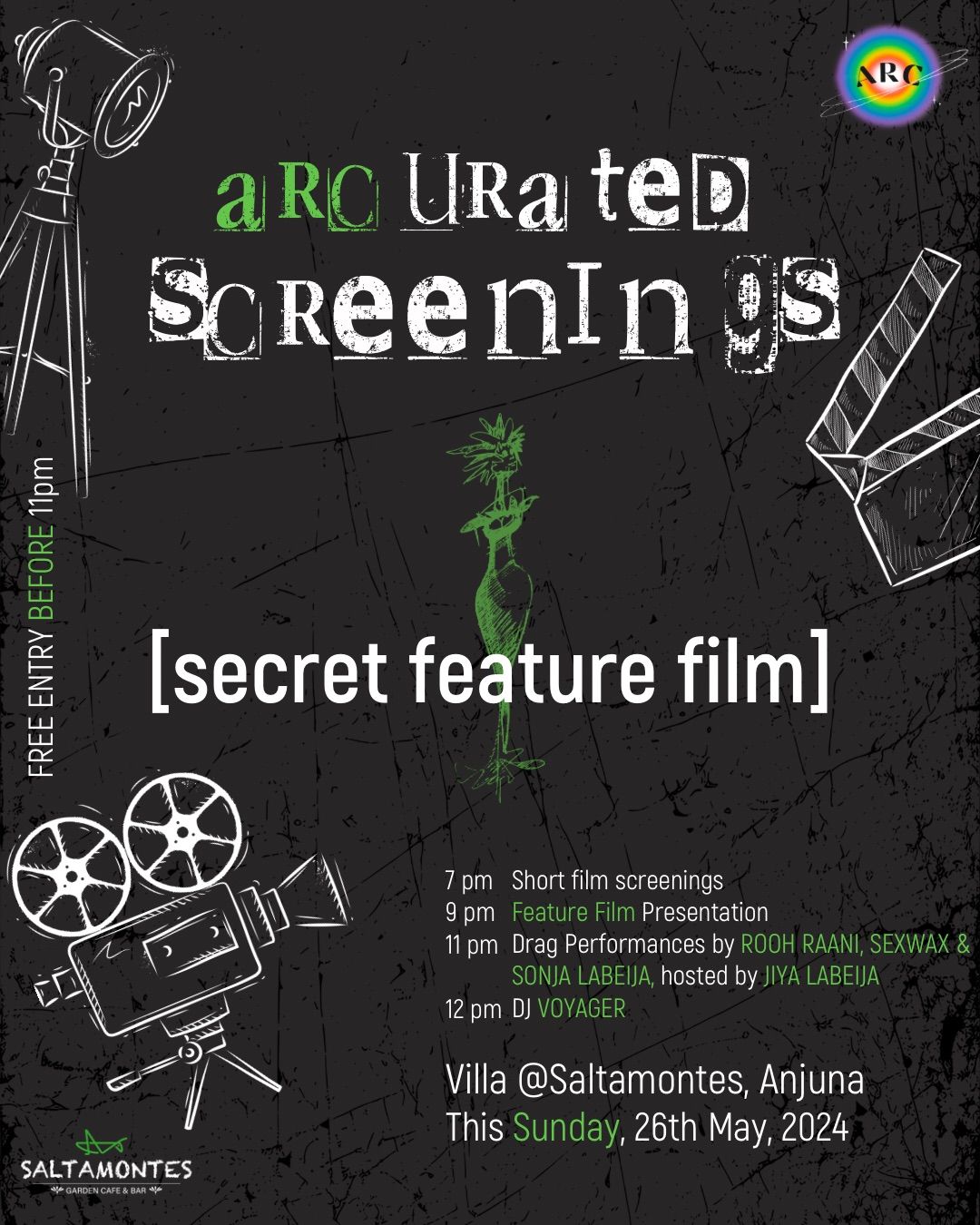 Poster for ARC-urated Screenings, 26 May 2024