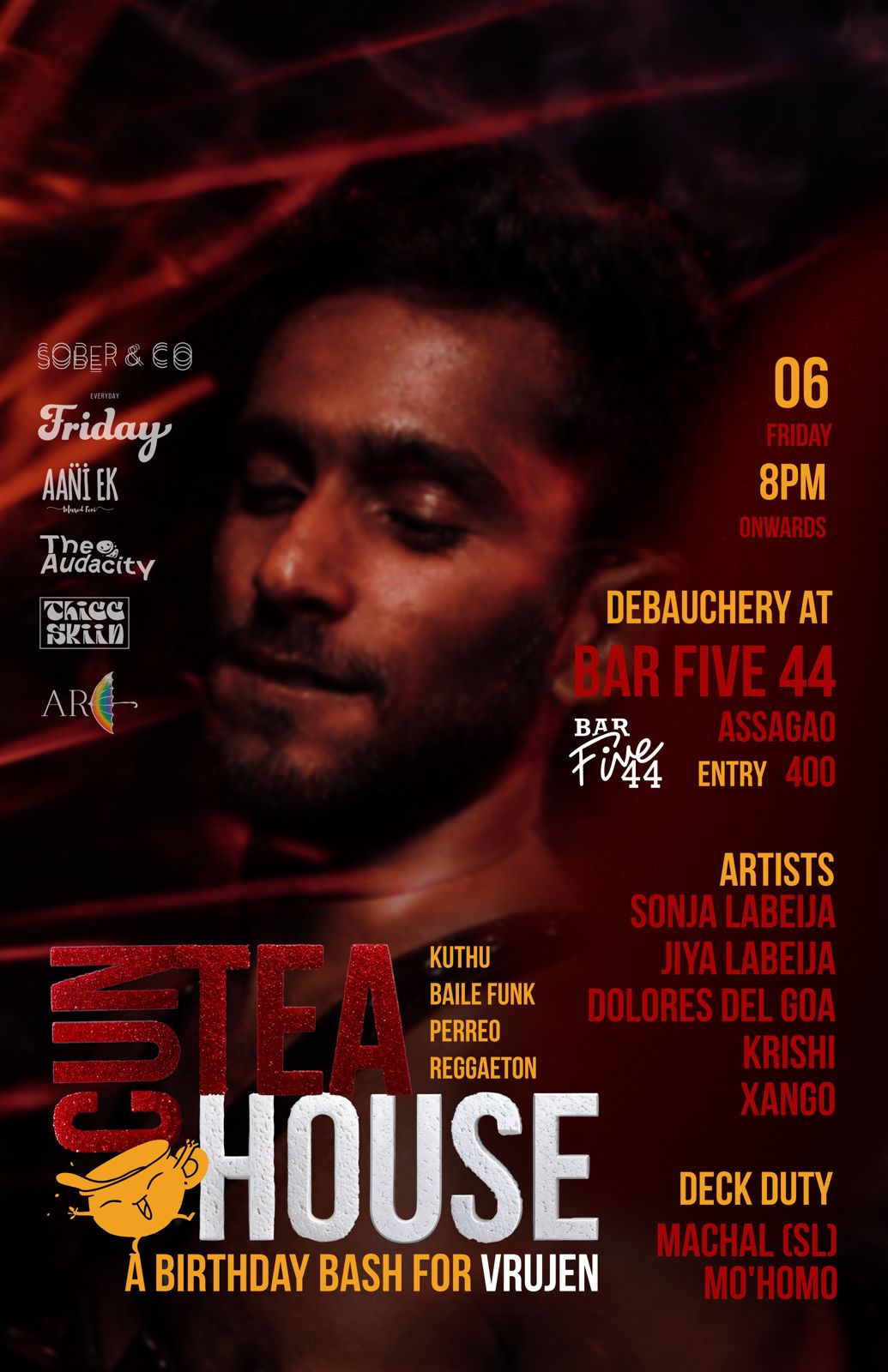 Poster for A Birthday Bash for Vrujen, Tea House, Bar Five 44